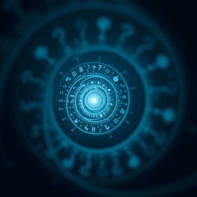 Blaue Glowy Spirale mit Schriftzeichen, die , die Spirale bilden.